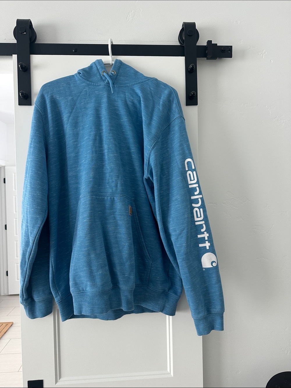 Carhartt Blue Hooded Sweatshirt with Sleeve Logo